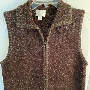 Christopher & Banks brown/green vest size medium hand embroidered